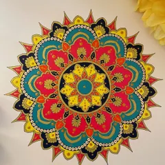 Discovering inner peace, one circle at a time. This is the final piece from my ornate mandala series, combining a vibrant mix of colors to create a joyful, sun-like effect.