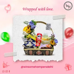 This hamper is wrapped with love and filled with a custom selection of goodies. It includes Pringles, popcorn, and other snacks, all beautifully arranged in a decorative basket.