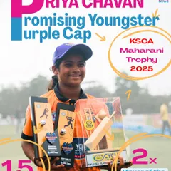 We build champions. Here’s Priya Chavan after dominating the KSCA Maharani Trophy 2025, taking home the Purple Cap as the highest wicket-taker and two Player of the Match awards. This is the result of relentless training and a fearless mindset.