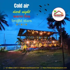 Cold air, dark night, warm fire, and bright stars. This is the perfect setting for our lakeside camp, where you can relax and enjoy the evening.
