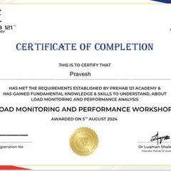 Investing in myself to better serve my athletes. My certificate for completing a workshop on Load Monitoring and Performance Analysis.
