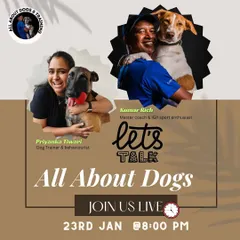 An announcement for an Instagram Live session with Master Coach Kumar Rich. I regularly host these free sessions to discuss common pet parent issues and answer your questions, making professional advice accessible to everyone.