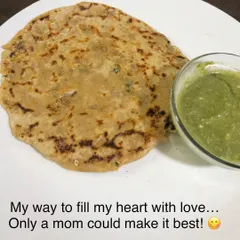 This is a paneer paratha made with love by my mother. I believe that food is a blessing, not something to fear. My plans always include 'wiggle room' for these moments of joy, because a healthy lifestyle must also be a happy one.