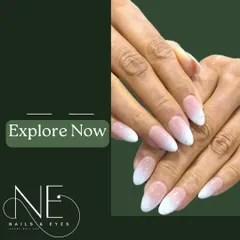 A soft and subtle glitter ombre on almond-shaped nails. The fine, silvery glitter fades gently from the tip, creating a delicate and clean look.