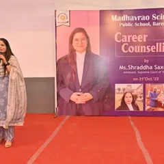 Addressing students at Madhavrao Scindia Public School in Bareilly for a career counseling session. Guiding the next generation is a responsibility I hold dear.