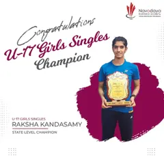 Celebrating our state-level champion. Raksha Kandasamy secured the Gold Medal in the U-17 Girls Singles at the Maharashtra State Sub-Junior Badminton Championship.