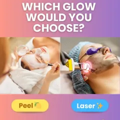 Which glow would you choose? A chemical peel is fantastic for targeting pigmentation and texture, while a laser facial like our Carbon Peel is great for deep cleansing and an instant glow. Let us help you decide.