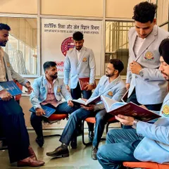 With fellow students at the University of Delhi. We are all committed to elevating the standards of sports education in India, combining academic knowledge with a passion for physical excellence.