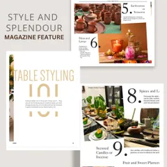 Another look at my feature in Foodism Magazine. This spread focused on using earthenware, diyas, and scented candles to create an inviting and sensory experience for guests.