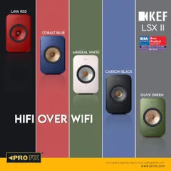 The KEF LSX II is an all-in-one speaker system that delivers high-fidelity sound over Wi-Fi. Available in five distinct finishes including Lava Red, Cobalt Blue, and Olive Green, it is designed to match your personal style while providing an immersive, high-resolution audio experience.
