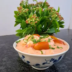 This is my special Seafood Salad, a creamy and refreshing mix of the best from the ocean. I combine shrimps, tuna, and crab with macaroni and crisp veggies in a subtle, delicious sauce.