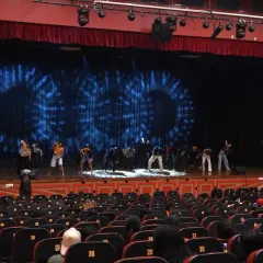 The calm before the storm. The empty seats of the auditorium just hours before they are filled with cheers for our performers.
