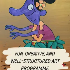 This drawing of a hula dancer character represents our fun, creative, and well-structured art program. We make learning technical skills an enjoyable and imaginative process.
