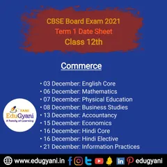 For our Commerce students, this is the Class 12th Term 1 date sheet. Stay ahead with confirmed dates for Business Studies, Accountancy, and Economics exams.
