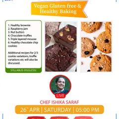 My Vegan, Gluten-Free & Healthy Baking workshop is perfect for anyone with dietary needs. I teach you how to make healthy brownies, nut butters, triple-layered mousse, and healthy chocolate chip cookies.
