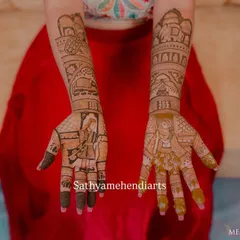 Your bridal mehendi can be a canvas for your most cherished places and memories. This design features architectural details from London, telling a story of a life and love that spans across cities, all drawn with organic henna.