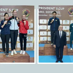 Our nation's top shooters, Rudrankksh Patil and Anjum Moudgil, winning the prestigious ISSF President's Cup. We celebrate the success of all Indian athletes on the world stage.