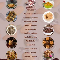 Here is the full menu of all the homemade items I prepare, from savory Poha Chivda and Jeera Puri to healthy Dry Fruit and Nachni Cookies. Everything is made with wholesome ingredients, so you can snack without guilt.