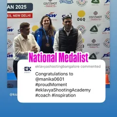 Celebrating our coach and inspiration, Manika, on her Bronze Medal win in the 50M Free Pistol Women Master ISSF event at the 67th National Shooting Championship. Her performance also qualified her for the Indian Team Trials.