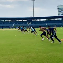 Speed is a non-negotiable for cricketers. This shot captures a team sprint drill, a core part of my program designed to improve acceleration, top-end speed, and the competitive drive essential for match day.