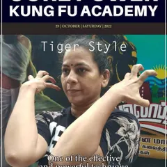 A female student demonstrates the Tiger Style form. We empower all our students, and it is great to see women embrace the strength and confidence that martial arts provides.