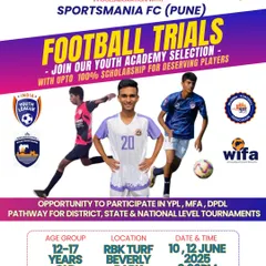 Your professional journey starts here. This is our official announcement for the boys' football trials (ages 12-17), offering a direct pathway to participate in YPL, MFA, and national tournaments, including the I-League, through our collaboration with Sportsmania FC.