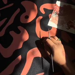 My hands following the flow, guided by instinct. This is a quiet, intentional moment where movement becomes a conversation and art begins to take shape on the canvas.