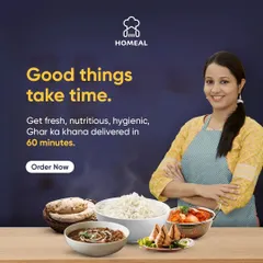 Good things take time. While fast food is quick, our fresh, nutritious, and hygienic ghar ka khana is prepared after you order and delivered in about 60 minutes. It's worth the wait.