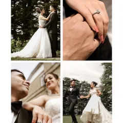 This collection of frames shows the variety we can capture in a single timeless couple shoot. It includes everything from dancing candids to close-ups of the engagement ring.