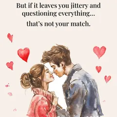 If it leaves you jittery and questioning everything, that's not your match. Love should ground you, not gut-punch you.