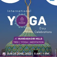 Our special International Yoga Day celebration combined yoga, meditation, and a trek at the beautiful Mandaragiri Hills. We love taking our practice outdoors.
