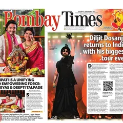 My styling work for Shreyas and Deepti Talpade featured on the cover of Bombay Times for Ganesh Chaturthi. It was an honor to create this festive family look for such a widely read publication.