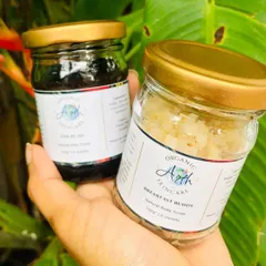 Meet my handmade body scrubs! On the left is 'Fine By Me', a coffee scrub, and on the right is 'Breakfast Buddy', a sugar scrub. Both are made with natural ingredients to exfoliate and nourish your skin.