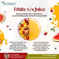 Should you eat your fruits or drink them? I always recommend eating whole fruits. They are rich in fiber which aids digestion and keeps you full longer, unlike juices which are often high in sugar.