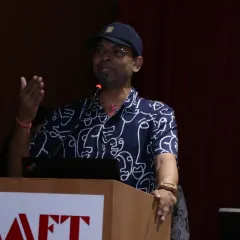 Speaking to a new batch of students at AAFT, Marwah Studio in Noida. I shared my experiences working in media and animation before my live demo.
