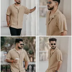 This four-shot collage focuses on a single casual outfit, capturing it from different angles and in various poses. It's an effective way to detail a specific look for a brand's social media.