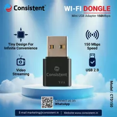 My 150Mbps mini USB WiFi dongle is designed for infinite convenience with its tiny form factor. It supports video streaming and offers a fast, reliable connection with simple USB 2.0 plug-and-play setup.
