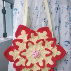 The Lotus Bag worn as a shoulder bag, showing its size and how it hangs.