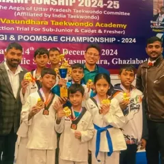 A team that trains together, wins together. I am so proud to be surrounded by my students after a successful run at the Ghaziabad District Taekwondo Championship. Look at all those medals!