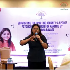 Sports psychologist Mugdha Bavare leading a session at our workshop. We bring in top experts to provide parents with actionable insights on supporting their child's sporting journey.