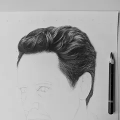 A work-in-progress shot of my Robert Downey Jr. portrait. Here, I have focused on rendering the hair with incredible detail, showing how I use a sharp pencil and the grid method to ensure accuracy and realism.