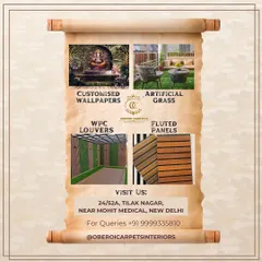 I have a solution for every corner of your home. This shows a snapshot of my main product lines, including custom-printed wallpapers, realistic artificial grass, and modern WPC louvers and fluted panels for walls and ceilings.