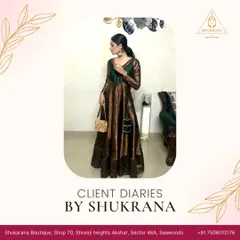 Another look at the client in her custom Anarkali made from a saree. It brings me so much joy to see my creations become a part of my clients' festive celebrations.