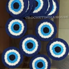 This is a set of my popular evil eye (nazar) coasters. They are a great conversation starter and are believed to bring good luck and protection.