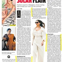 In this New Indian Express article on 'Summer Styling', I shared my perspective on staying cool while looking chic. I emphasized choosing breathable fabrics like linen and cotton and using accessories to add personality.