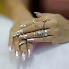 When you want to stop traffic, you go for full liquid-metal chrome. These silver chrome nails are bold, futuristic, and guaranteed to make a statement.