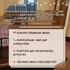 Whether it's for a day, a weekend, or an extended stay while you manage a relocation, we've got your pets covered with professional care and tailored meals.