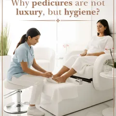I believe pedicures are not a luxury, but essential for hygiene and well-being. Here, a client relaxes in a comfortable, hygienic setting while receiving expert foot care.