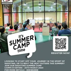 This poster for my Vasai summer camp shows a coach instructing students in a classroom setting before they hit the range. I emphasize understanding the theory and safety of the sport, not just the practical side.