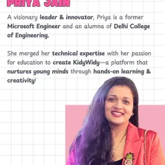Meet Priya Jain, our co-founder and a visionary leader. A former Microsoft engineer, she merged her technical expertise with her passion for education to create a platform that nurtures young minds.